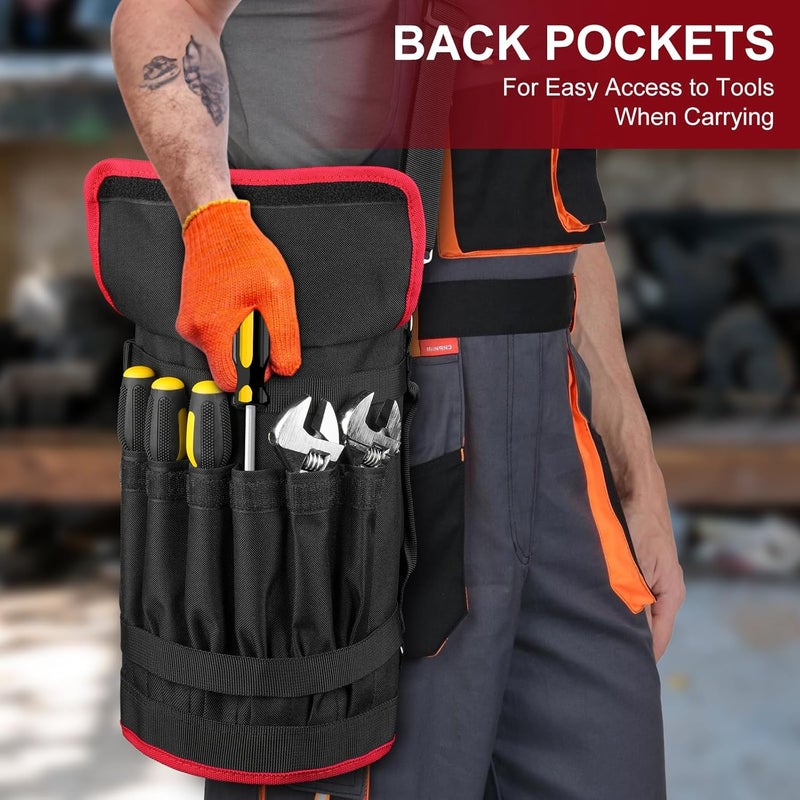 LEFORZ Tool Bag,Large Roll Up Tool Bag Organizer,13 Pockets Tool Roll Storage Pouch,Heavy Duty Portable Tool Storage Carrier Bag for Men,Mechanic,Electrician & Hobbyist,Black/Red - Image 4